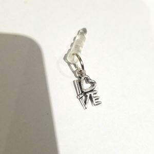 Headphone jack dust plug dangle charm LOVE for laptop or cellphone etc.
